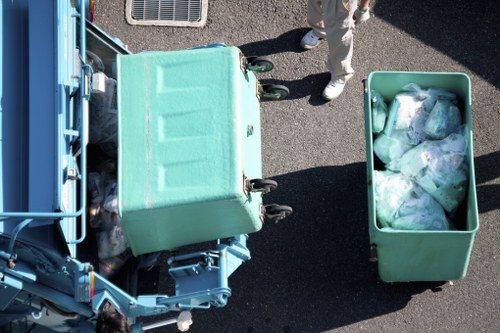 Professional waste management team handling debris