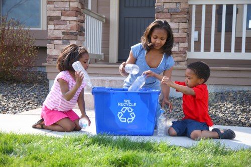 Recycling bins and waste collection vehicles in Erith